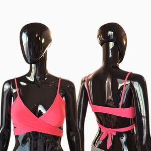 LSPACE Chloe Wrap Bikini Top in Coral | Made in USA | Size Medium